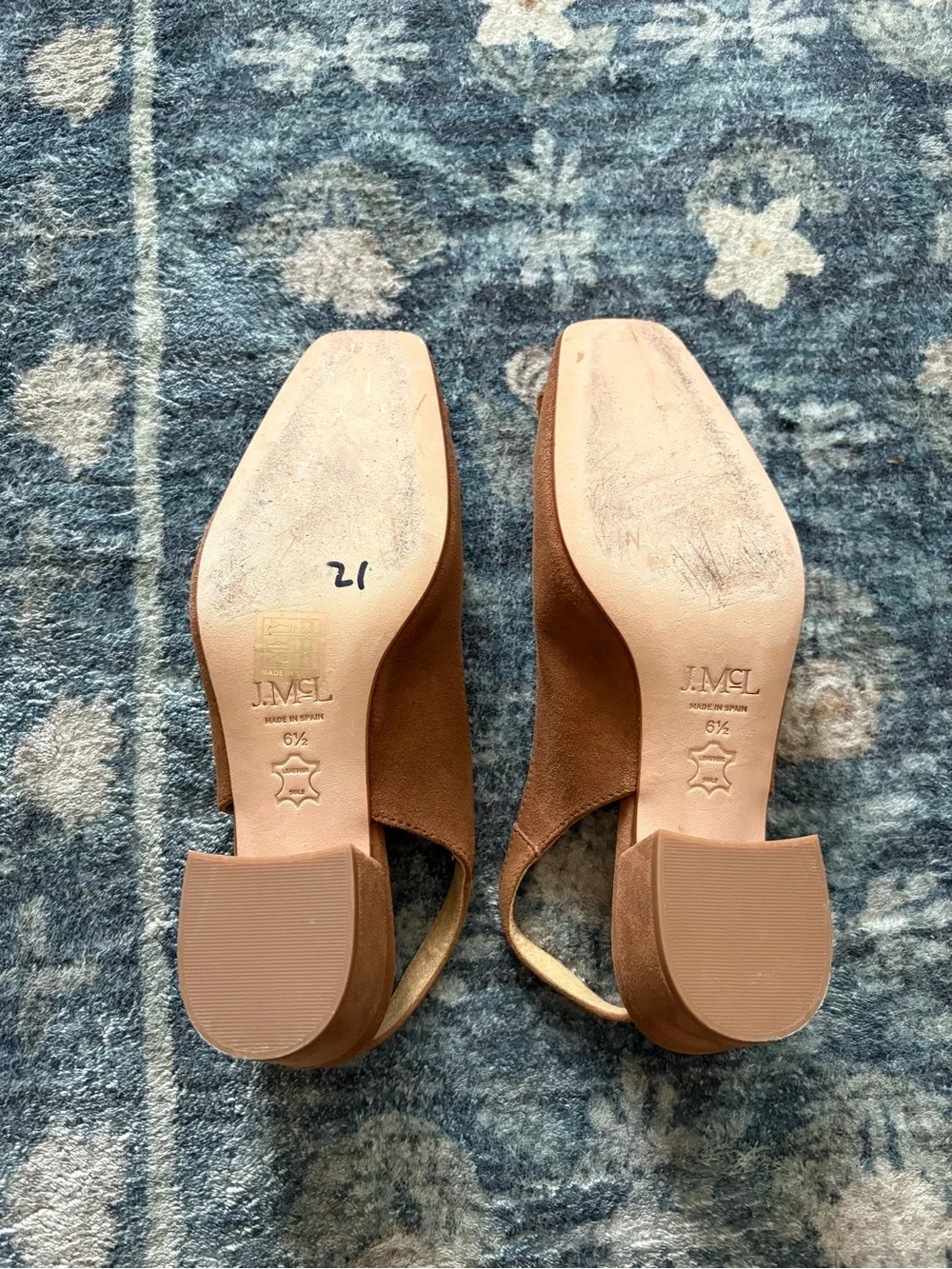 J. McLaughlin Frenchette Suede Slingback Block Heel Pumps Size 6.5